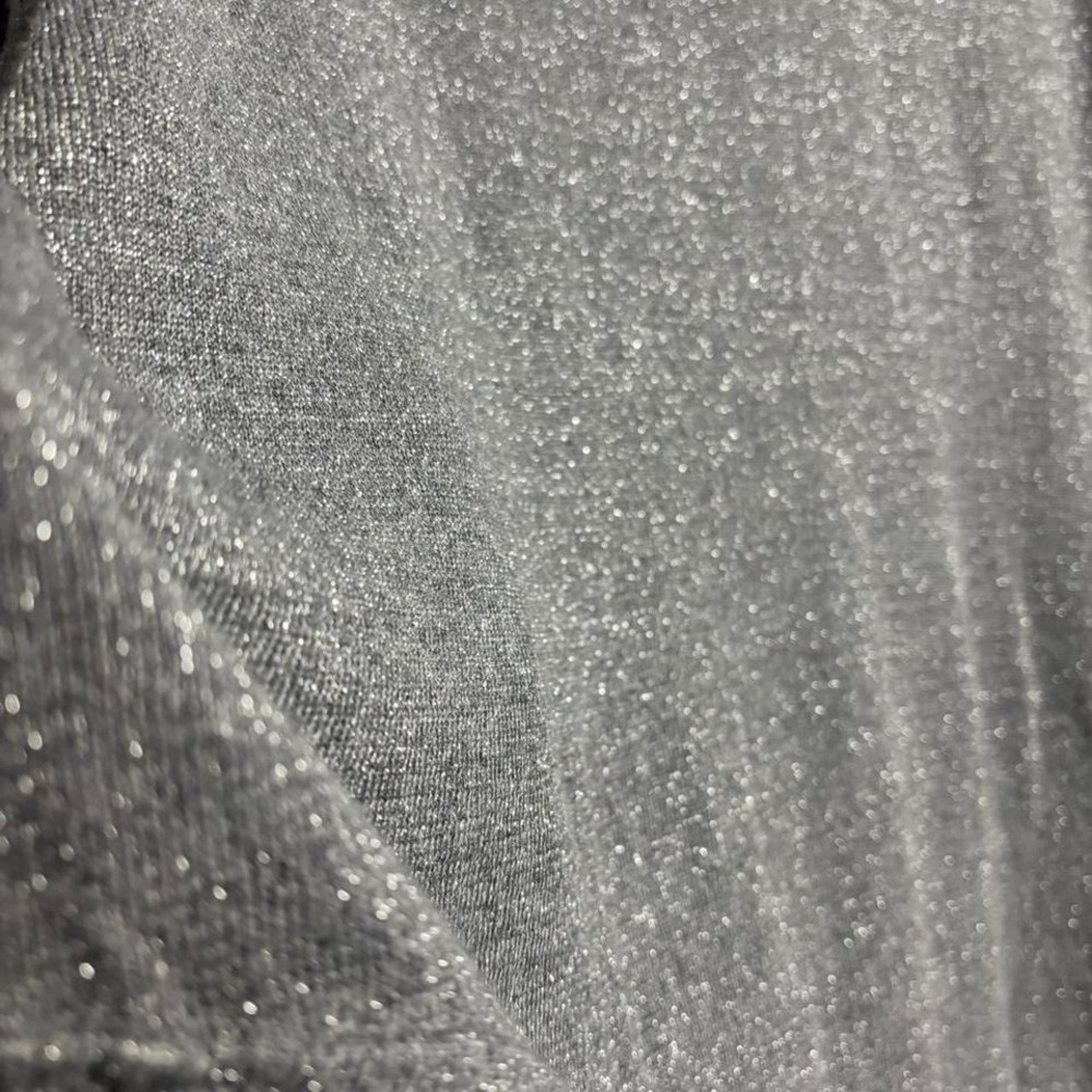 Verve Ami Womens Gray Shimmer Metallic Knit Asymmetrical Hem Sweater Size Small - Picture 2 of 2